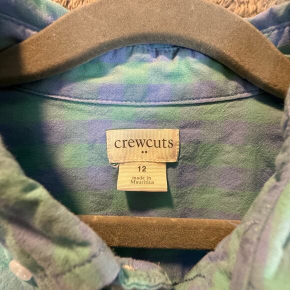 Crewcuts Blue Green Purple Gingham Button Down Shirt Boys 12 Easter Spring - Picture 5 of 8